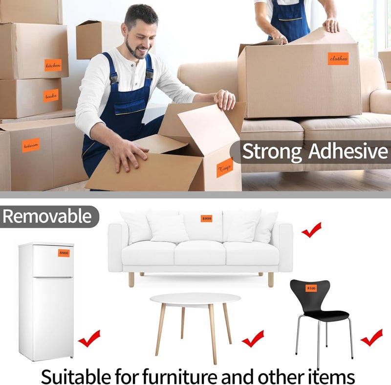 STARLIBOO Removable Colored Labels Stickers, 3X5 Inch Removable Large Label Stickers for Moving Boxes and Storage Bins- Waterproof- Tear Resistant (Orange) - Image 5